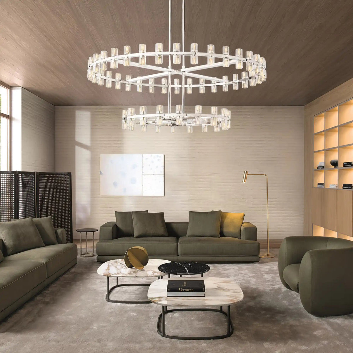 Reger Crystal 2-Tier Round Chandelier 60" for Living Room - Zelno