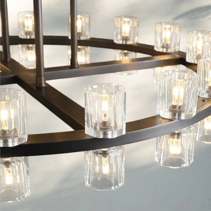 Reger Crystal 2-Tier Round Chandelier 60" for Living Room - Zelno