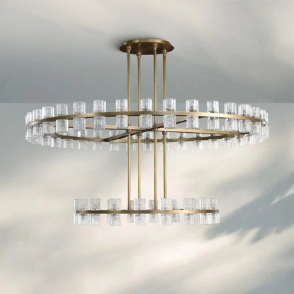 Reger Crystal 2-Tier Round Chandelier 60" for Living Room - Zelno