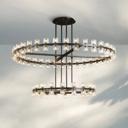 Reger Crystal 2-Tier Round Chandelier 60" for Living Room - Zelno