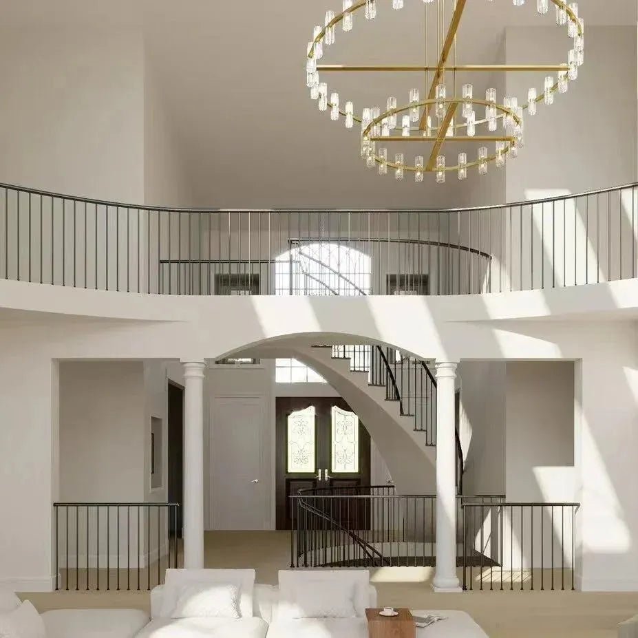 Reger Crystal 2-Tier Round Chandelier 60" for Living Room - Zelno