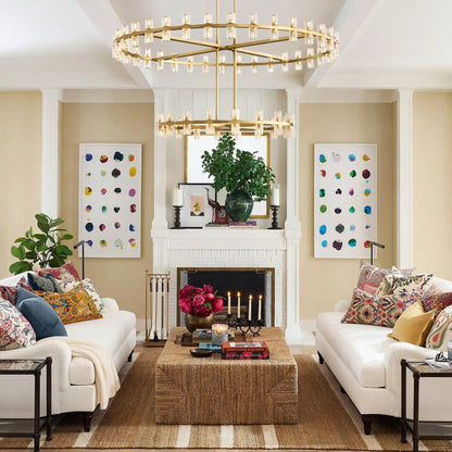 Reger Crystal 2-Tier Round Chandelier 60" for Living Room - Zelno