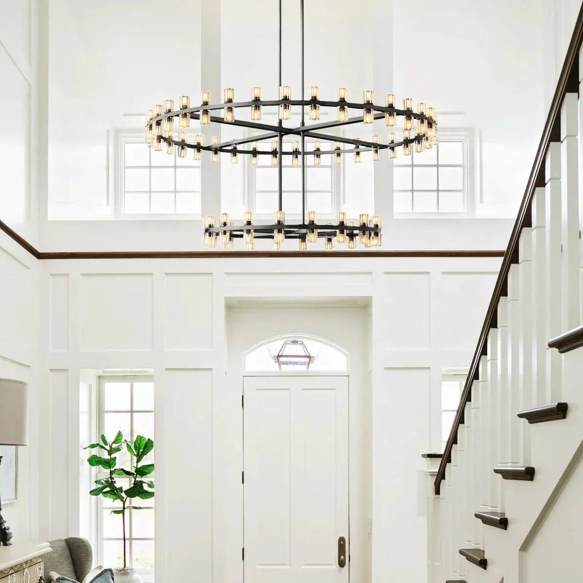 Reger Crystal 2-Tier Round Chandelier 60" for Living Room - Zelno