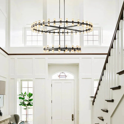 Reger Crystal 2-Tier Round Chandelier 60" for Living Room - Zelno