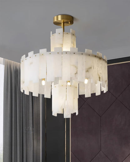 Regina Alabaster Round Chandelier - Zelno Lighting