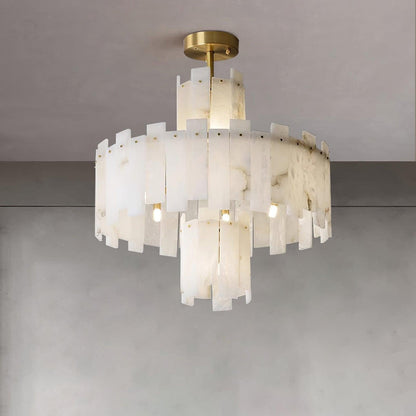 Regina Alabaster Round Chandelier - Zelno Lighting
