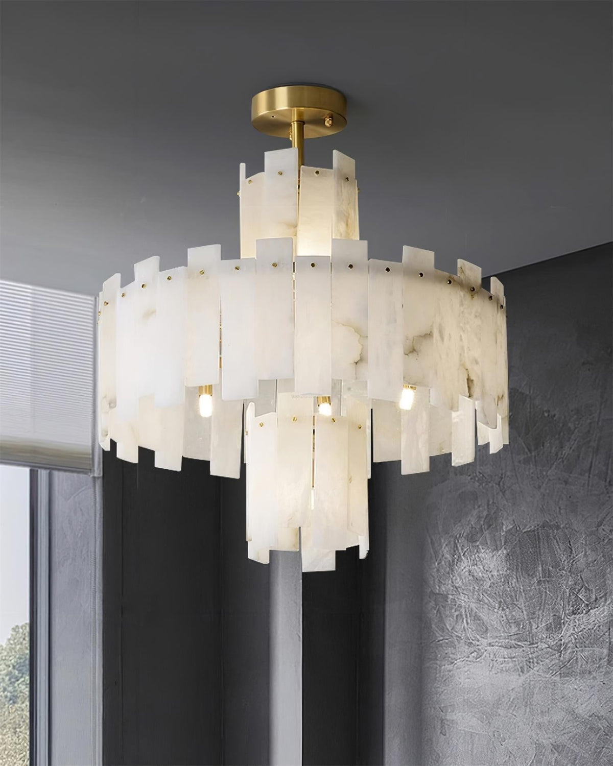 Regina Alabaster Round Chandelier - Zelno Lighting