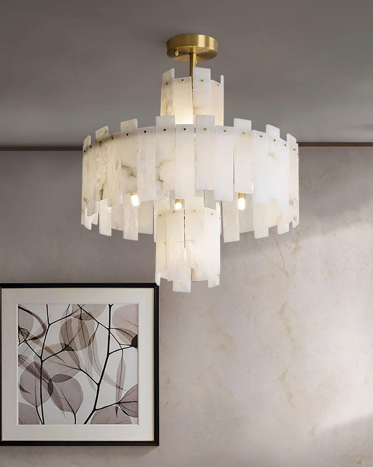 Regina Alabaster Round Chandelier - Zelno Lighting