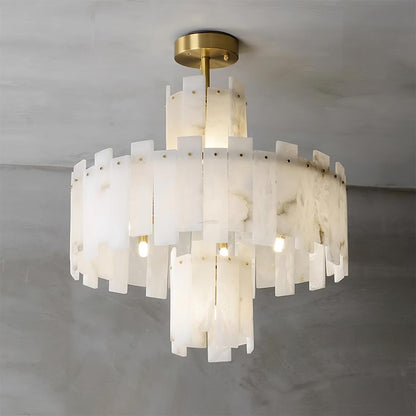 Regina Alabaster Round Chandelier - Zelno Lighting