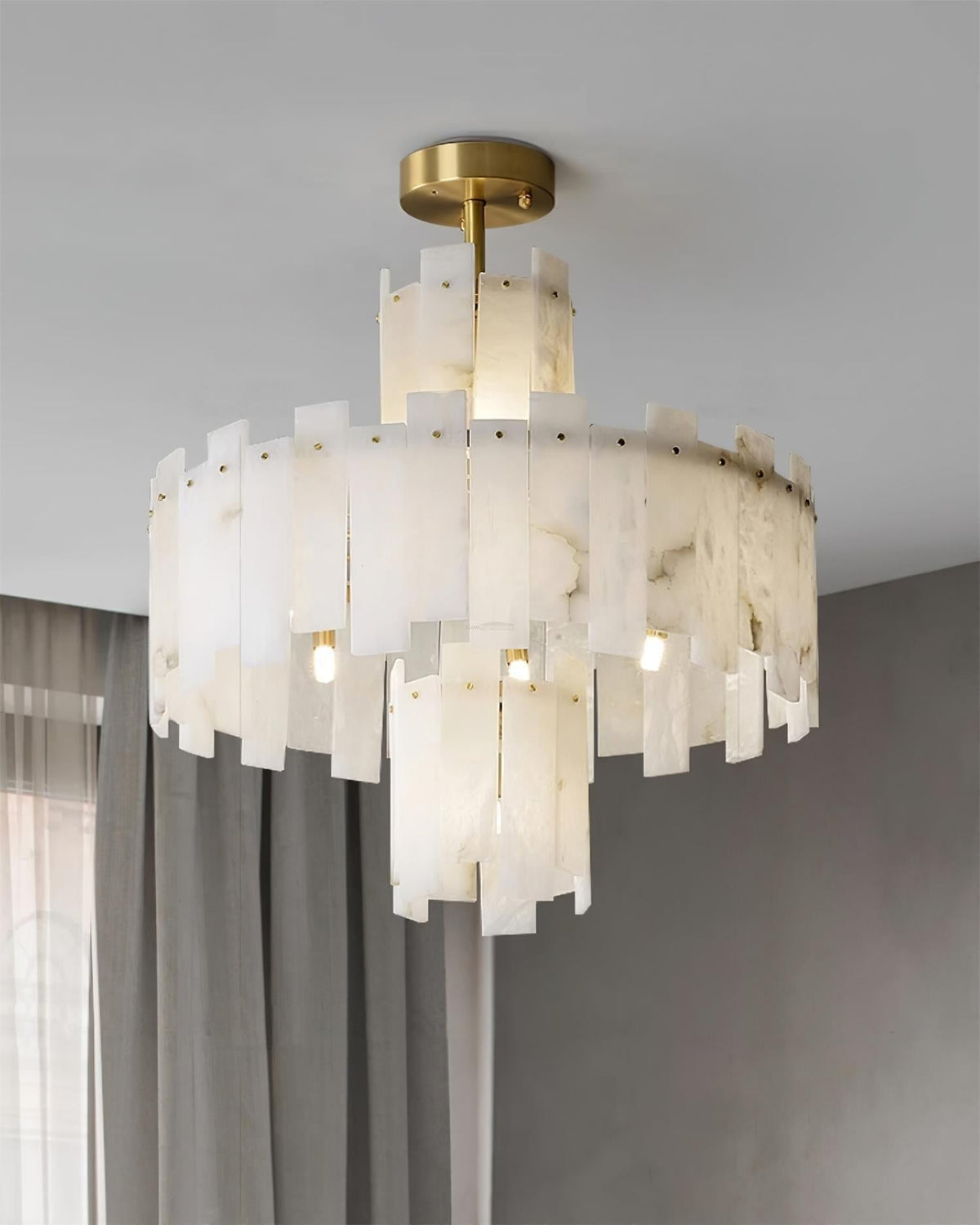 Regina Alabaster Round Chandelier - Zelno Lighting