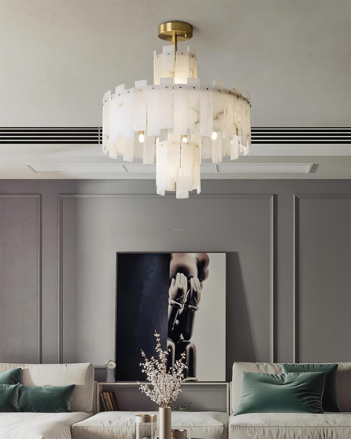 Regina Alabaster Round Chandelier - Zelno Lighting