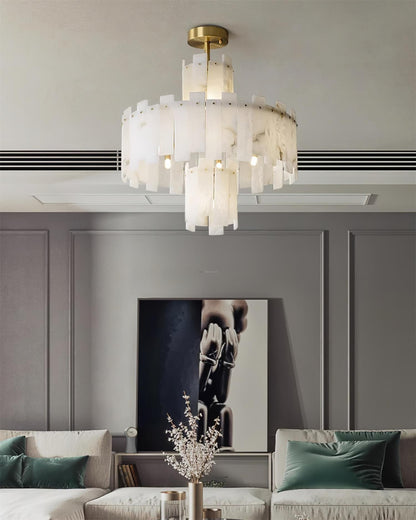 Regina Alabaster Round Chandelier - Zelno Lighting