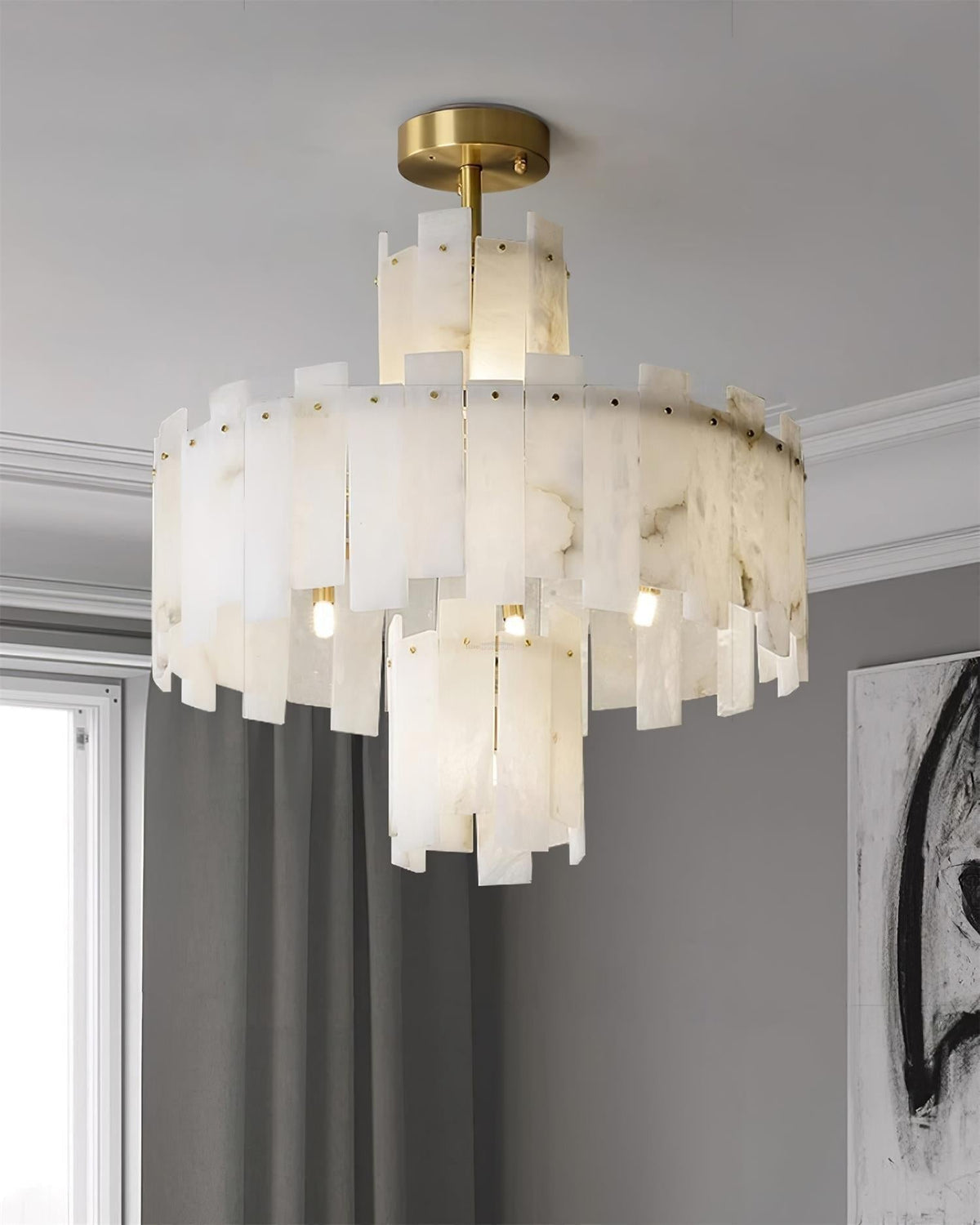 Regina Alabaster Round Chandelier - Zelno Lighting