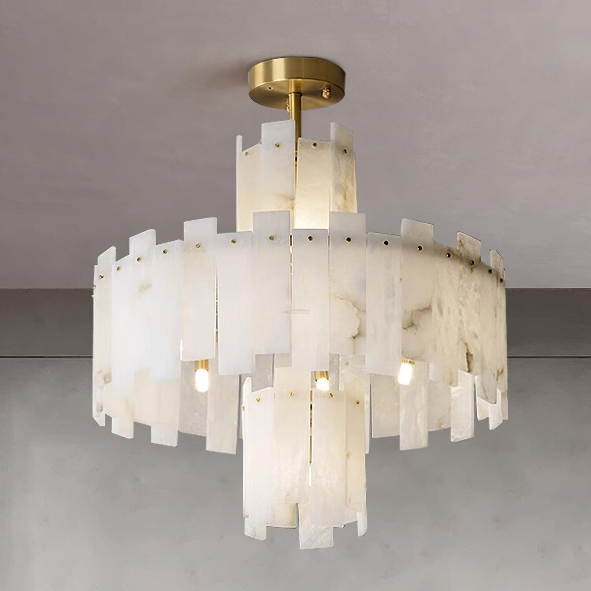 Regina Alabaster Round Chandelier - Zelno Lighting