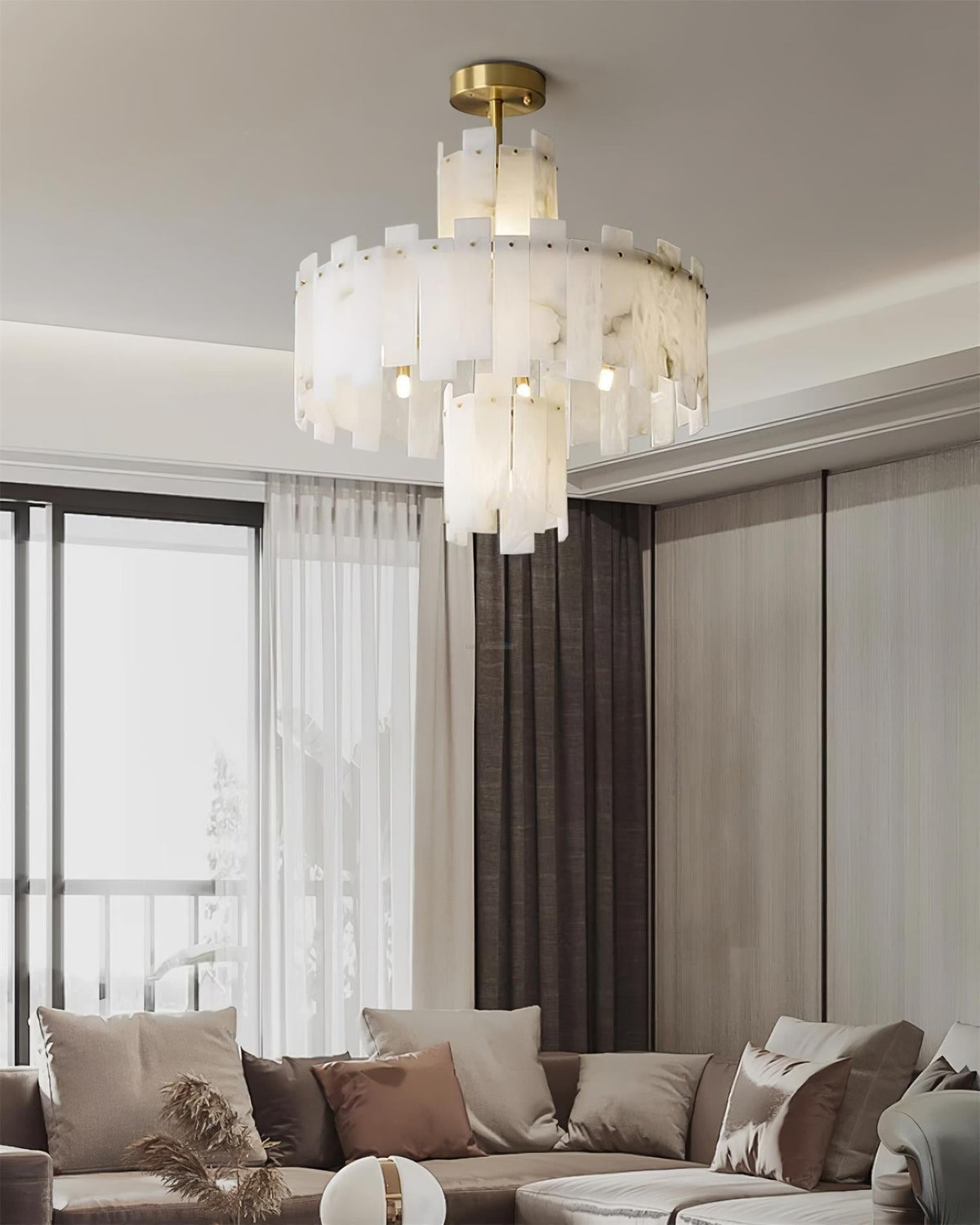 Regina Alabaster Round Chandelier - Zelno Lighting