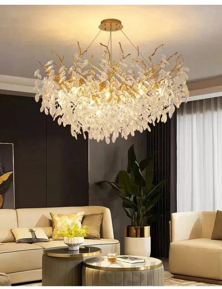 Renata Polyhedral Crystal Branch Chandelier - Zelno Lighting