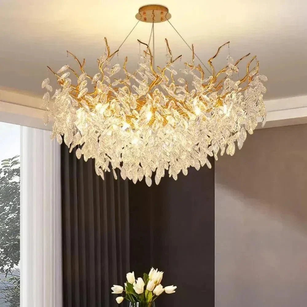 Renata Polyhedral Crystal Branch Chandelier - Zelno Lighting