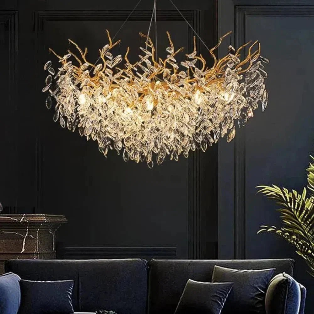 Renata Polyhedral Crystal Branch Chandelier - Zelno Lighting