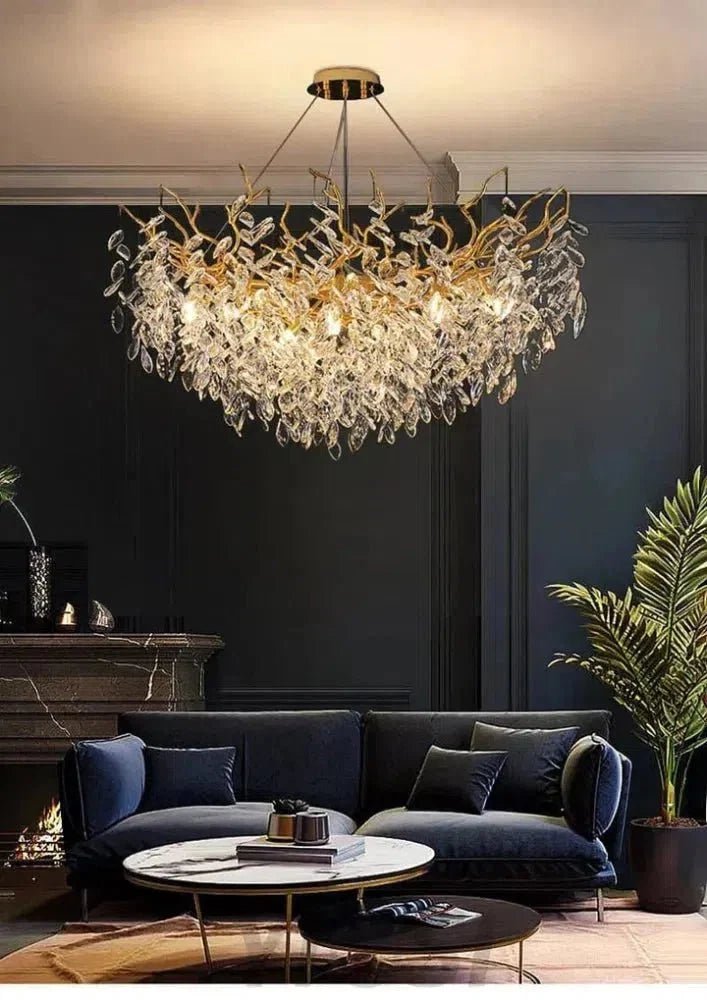 Renata Polyhedral Crystal Branch Chandelier - Zelno Lighting