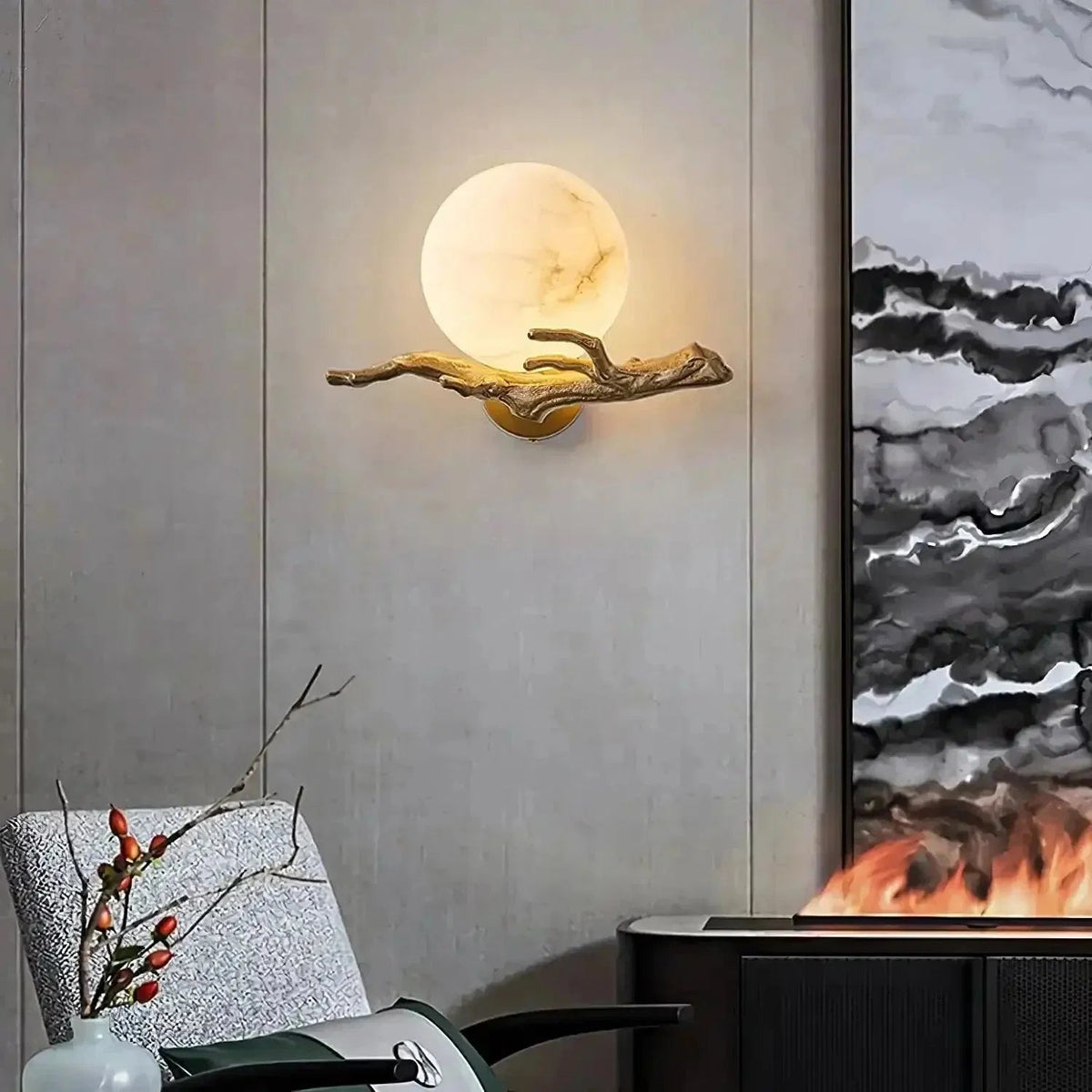 Retro Twigs Alabaster Wall Lamp - Zelno Lighting