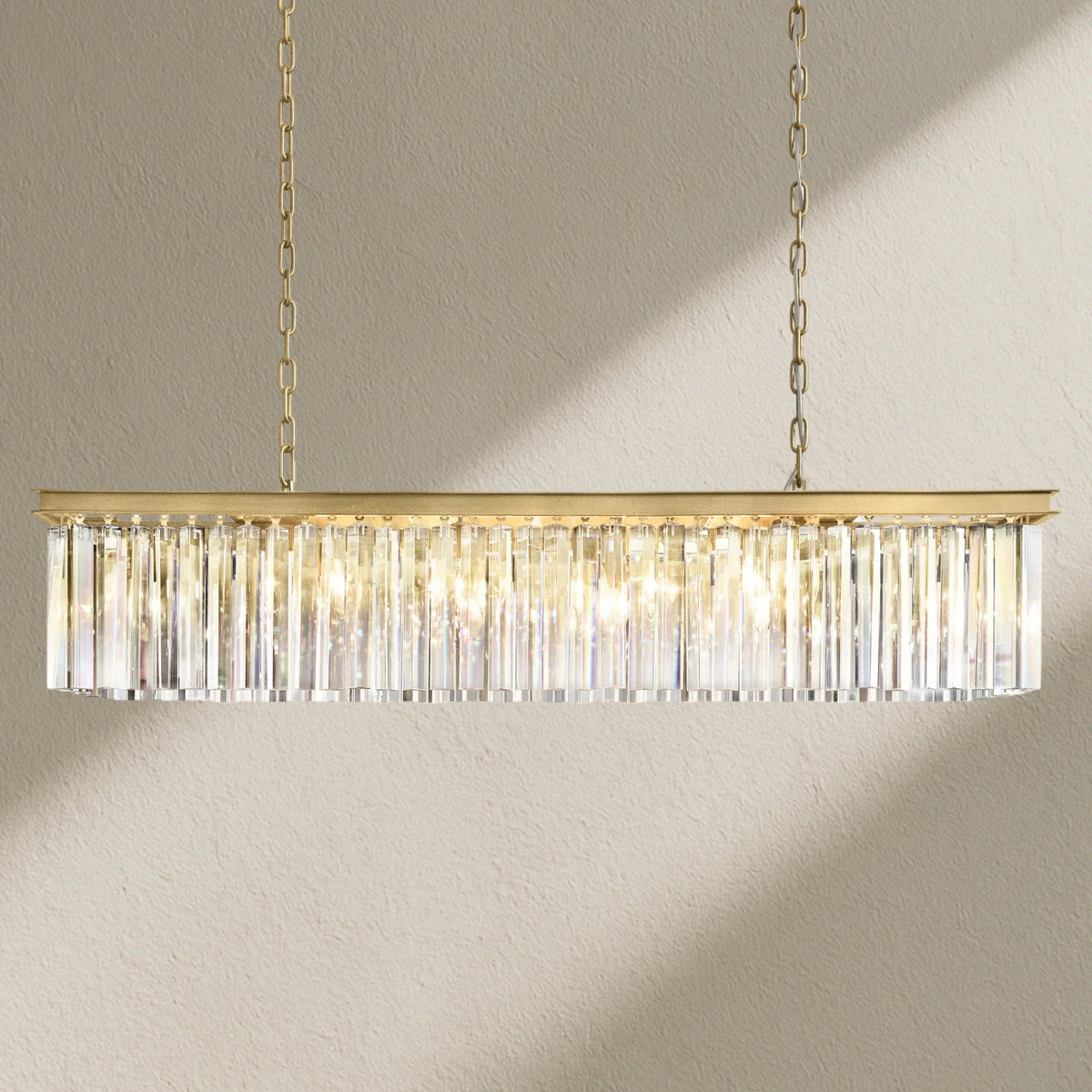 Rhyfz Rectangular Crystal Chandelier 49" - Zelno
