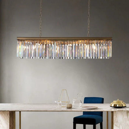 Rhyfz Rectangular Crystal Chandelier 49" - Zelno