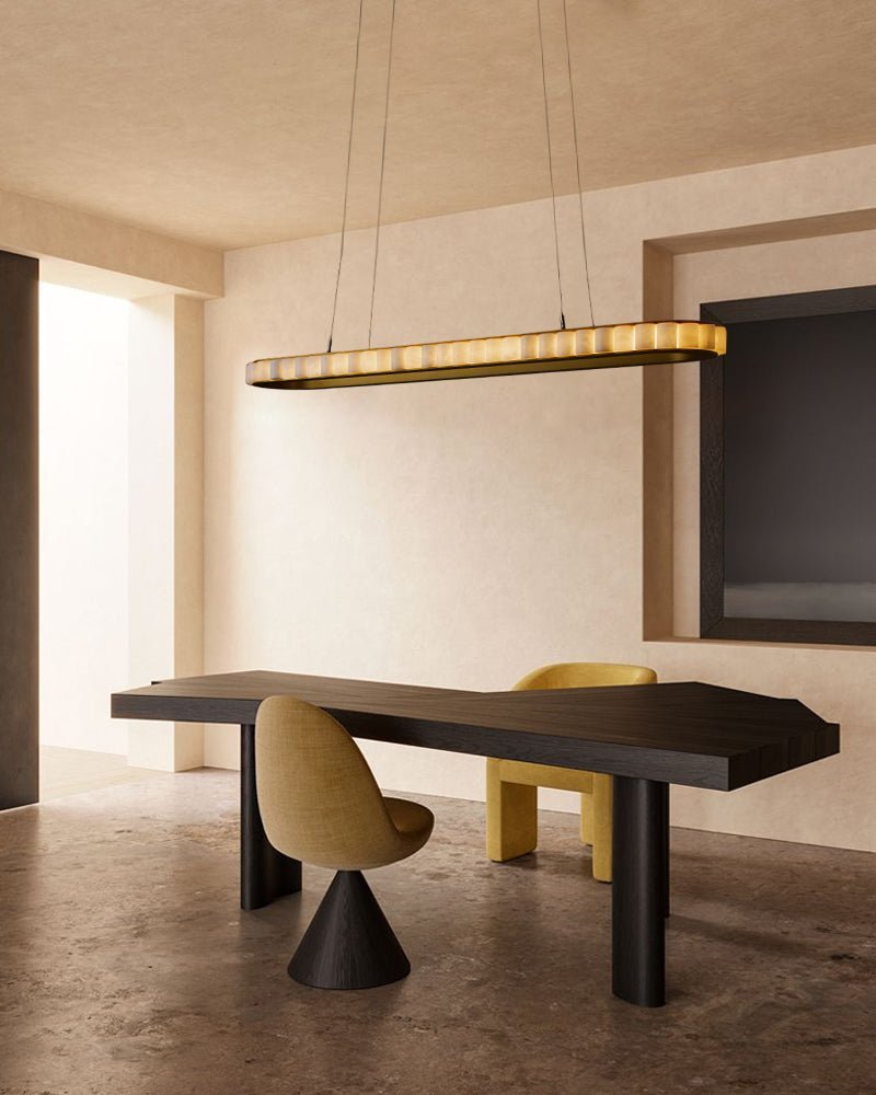 Ring Alabaster Oval Chandelier for Kitchen Island - Zelno Lighting