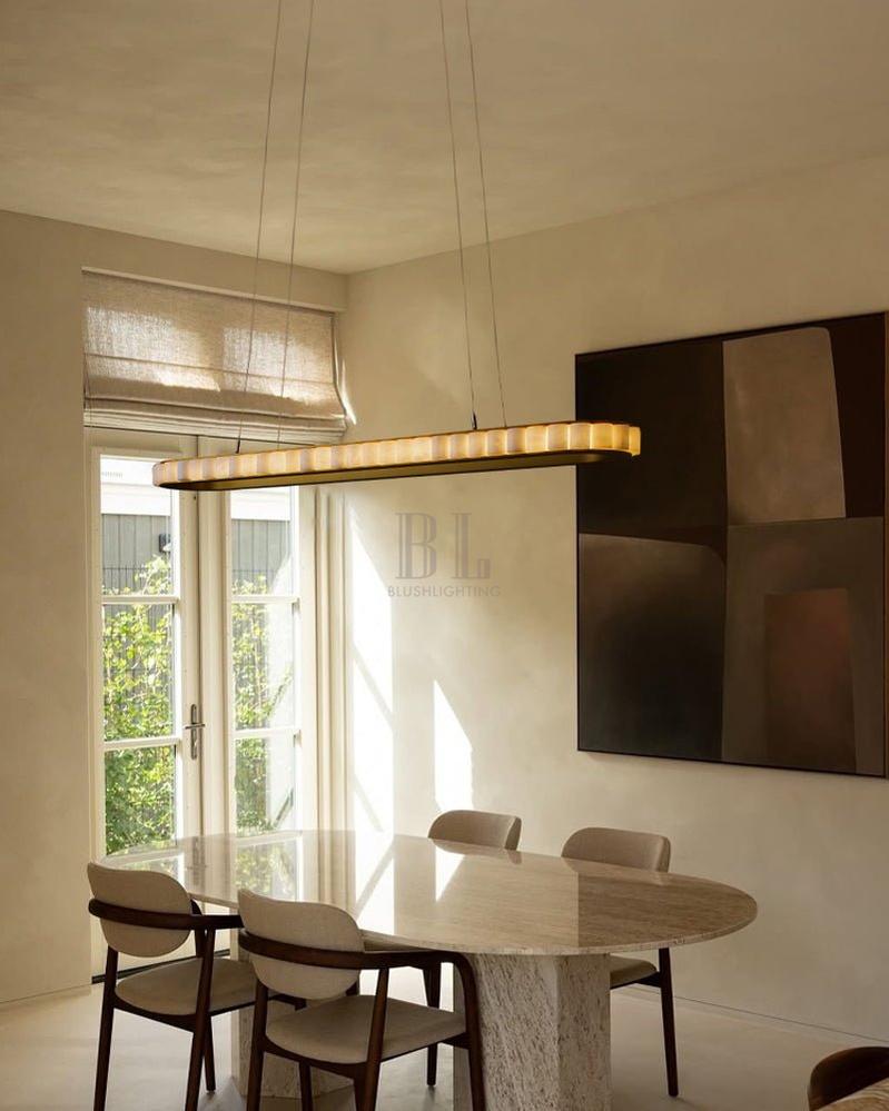 Ring Alabaster Oval Chandelier for Kitchen Island - Zelno Lighting