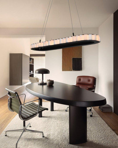 Ring Alabaster Oval Chandelier for Kitchen Island - Zelno Lighting