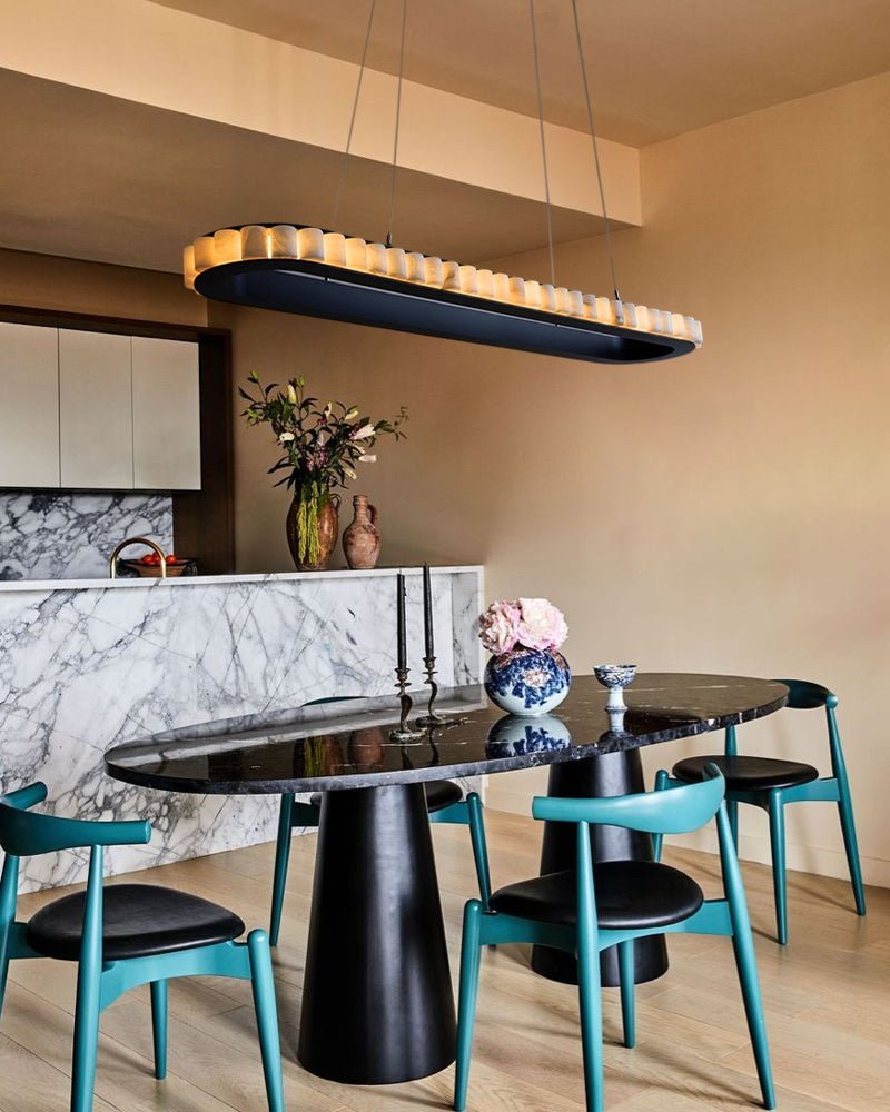 Ring Alabaster Oval Chandelier for Kitchen Island - Zelno Lighting