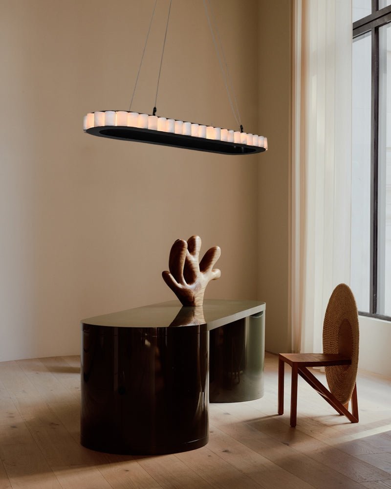 Ring Alabaster Oval Chandelier for Kitchen Island - Zelno Lighting