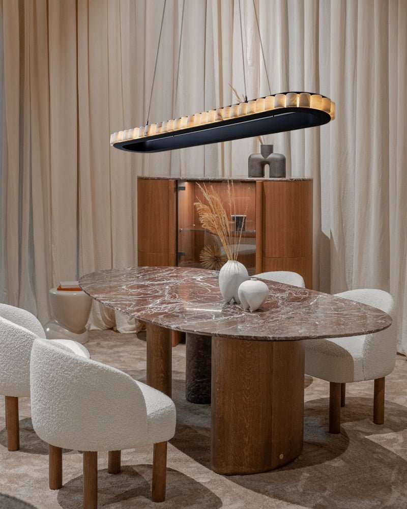 Ring Alabaster Oval Chandelier for Kitchen Island - Zelno Lighting
