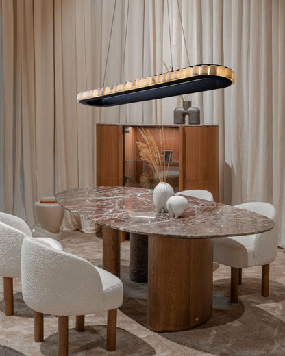Ring Alabaster Oval Chandelier for Kitchen Island - Zelno Lighting