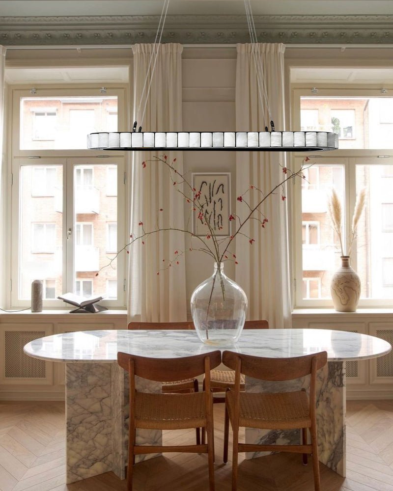 Ring Alabaster Oval Chandelier for Kitchen Island - Zelno Lighting