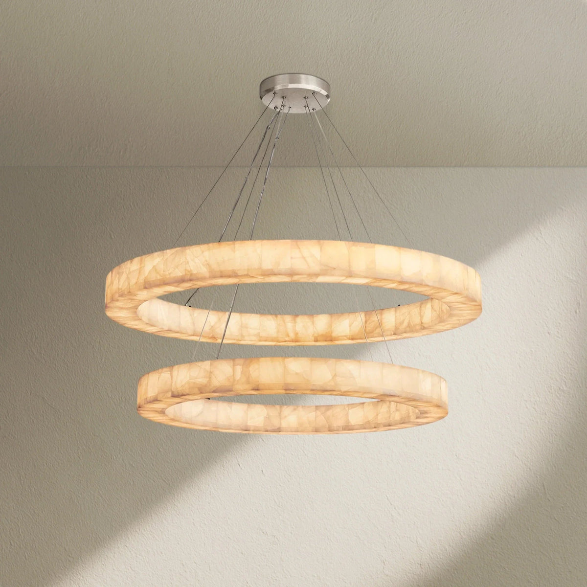 Rivfz 2-Tier Round Calcite Chandelier 60" - Zelno