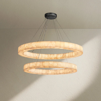 Rivfz 2-Tier Round Calcite Chandelier 60" - Zelno