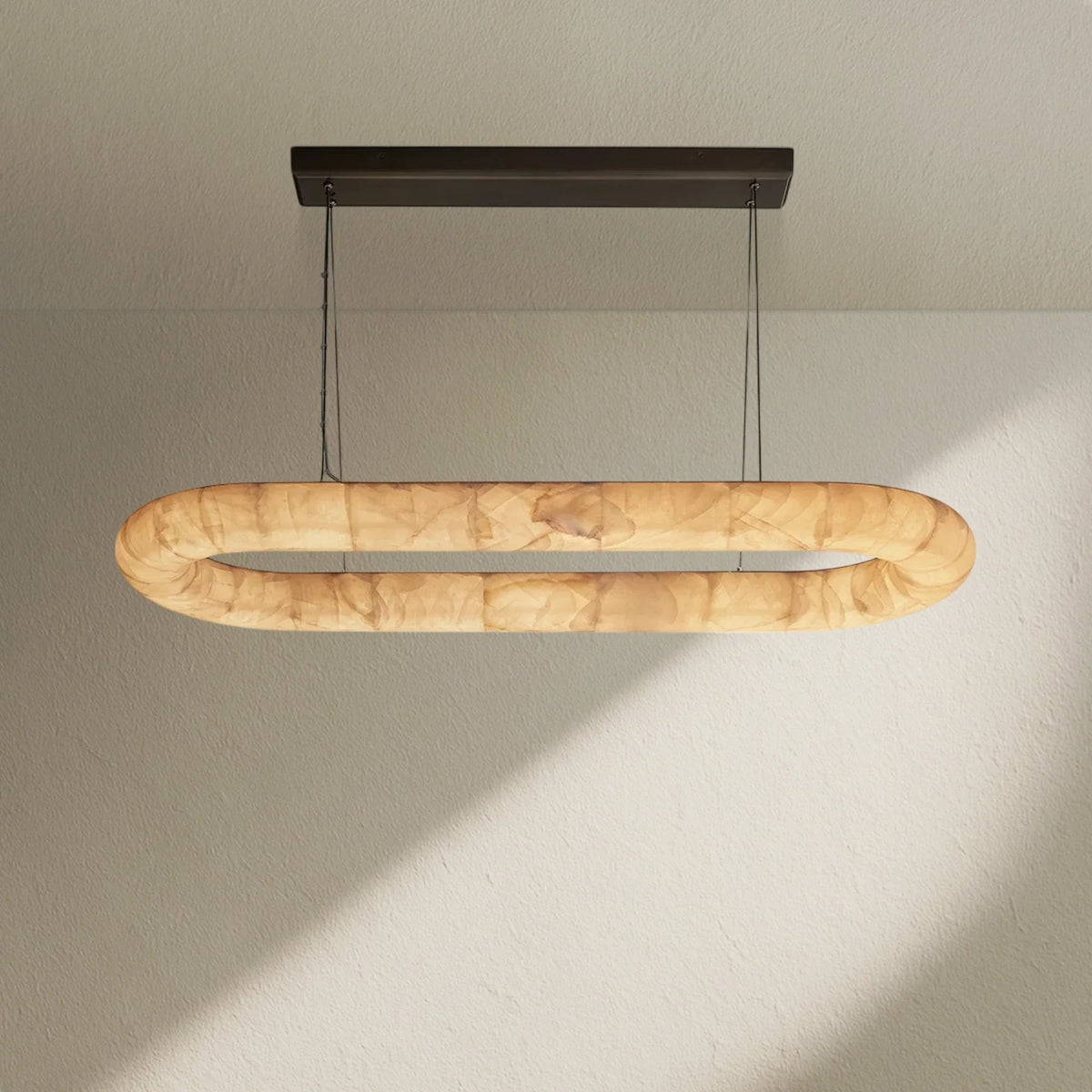 Rivfz Lisse Alabaster Oval Chandelier 57" 74" - Zelno