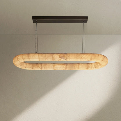 Rivfz Lisse Alabaster Oval Chandelier 57" 74" - Zelno