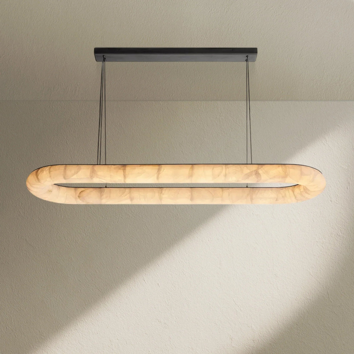 Rivfz Lisse Alabaster Oval Chandelier 57" 74" - Zelno