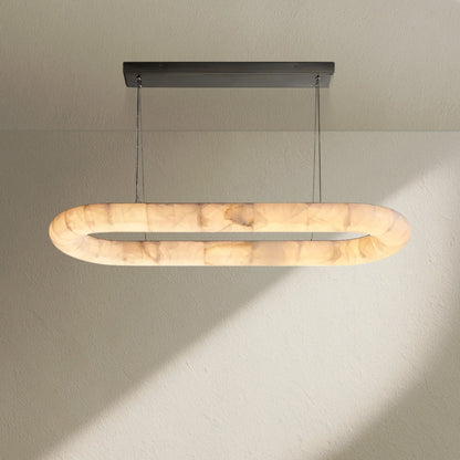 Rivfz Lisse Alabaster Oval Chandelier 57" 74" - Zelno