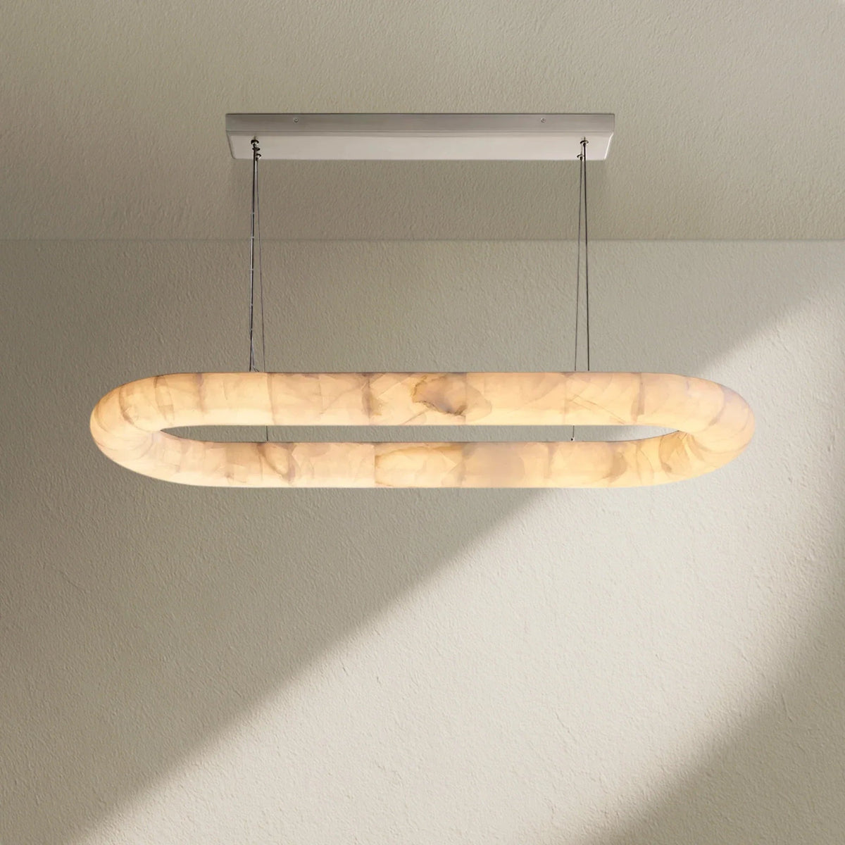 Rivfz Lisse Alabaster Oval Chandelier 57" 74" - Zelno