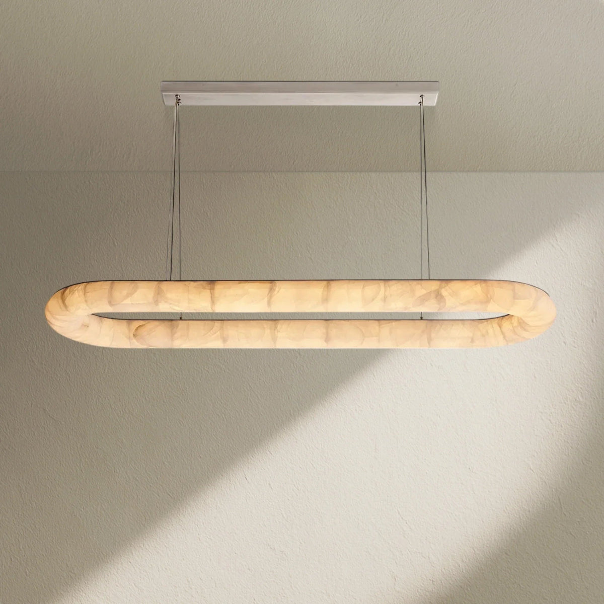 Rivfz Lisse Alabaster Oval Chandelier 57" 74" - Zelno