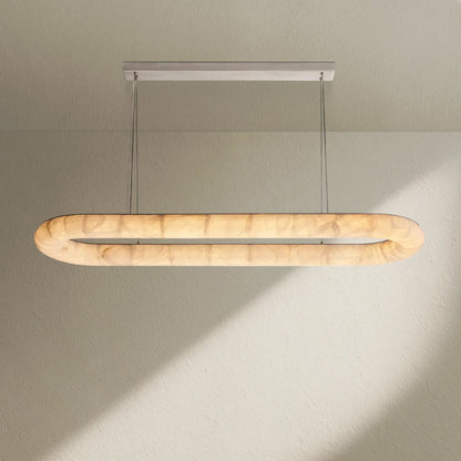 Rivfz Lisse Alabaster Oval Chandelier 57" 74" - Zelno
