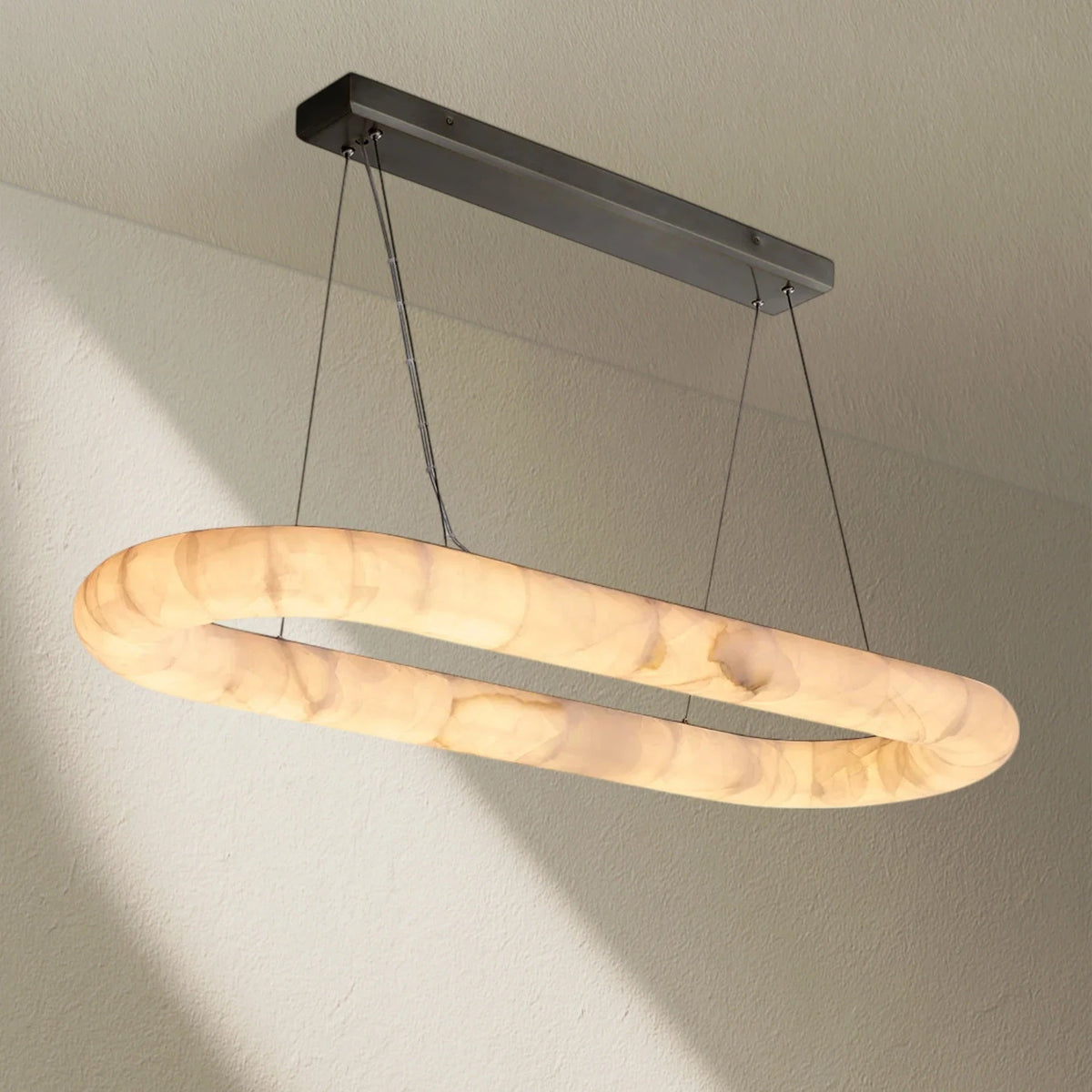Rivfz Lisse Alabaster Oval Chandelier 57" 74" - Zelno
