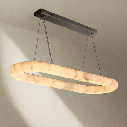 Rivfz Lisse Alabaster Oval Chandelier 57" 74" - Zelno