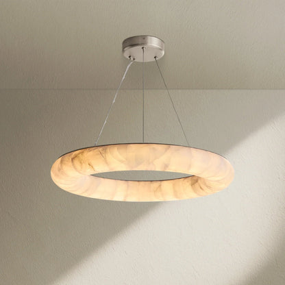 Rivfz Lisse Alabaster Round Chandelier 31" 41" 61"D - Zelno