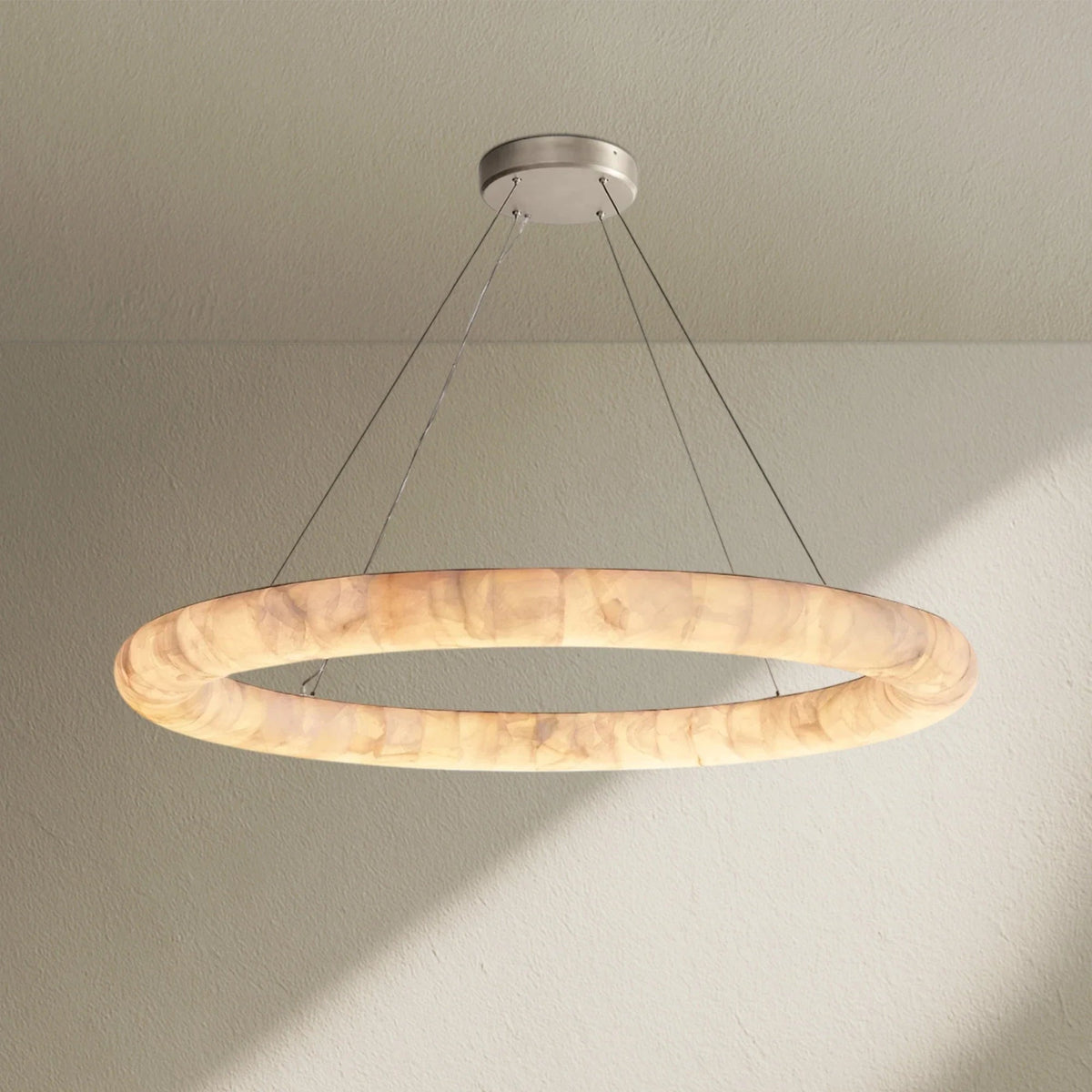 Rivfz Lisse Alabaster Round Chandelier 31" 41" 61"D - Zelno