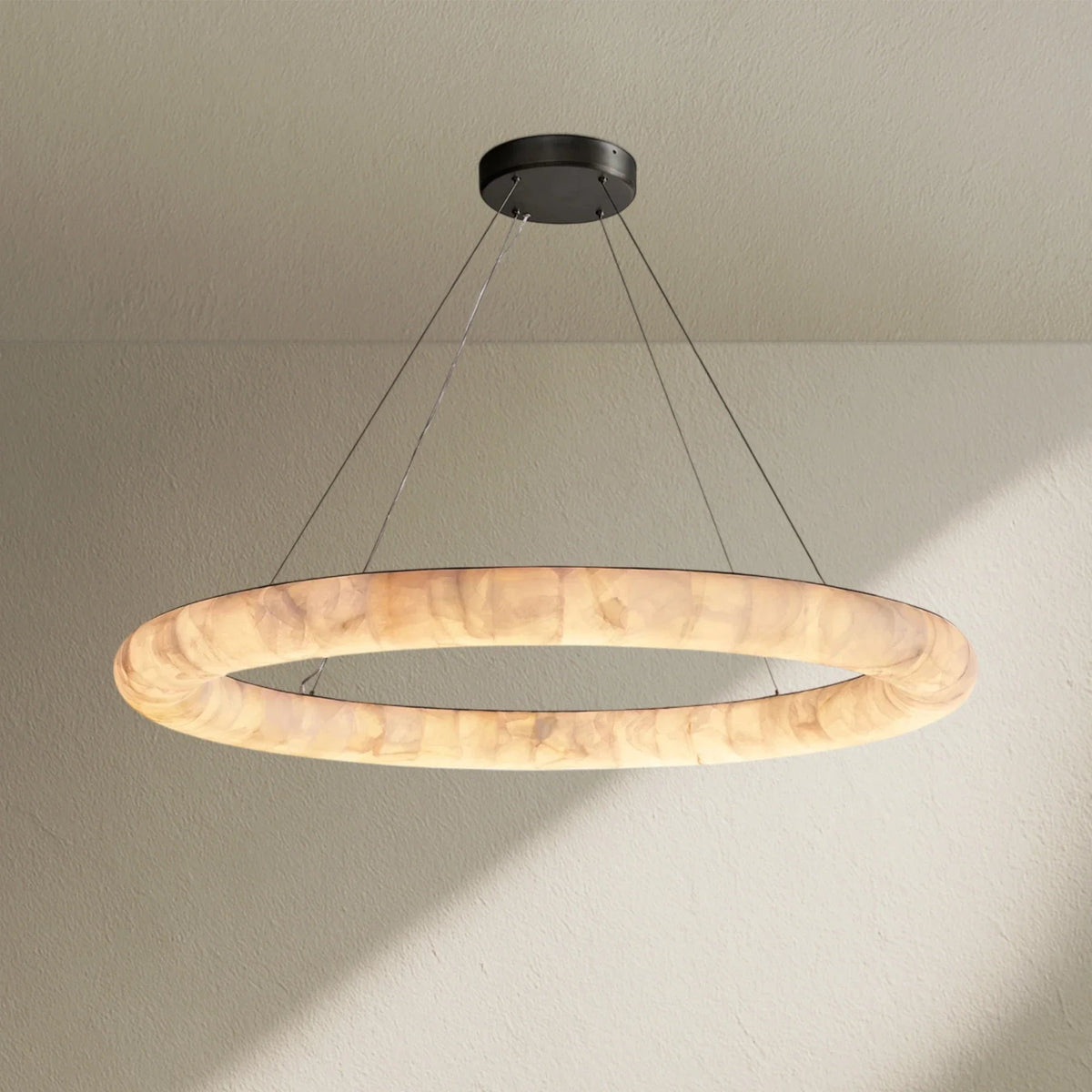 Rivfz Lisse Alabaster Round Chandelier 31" 41" 61"D - Zelno