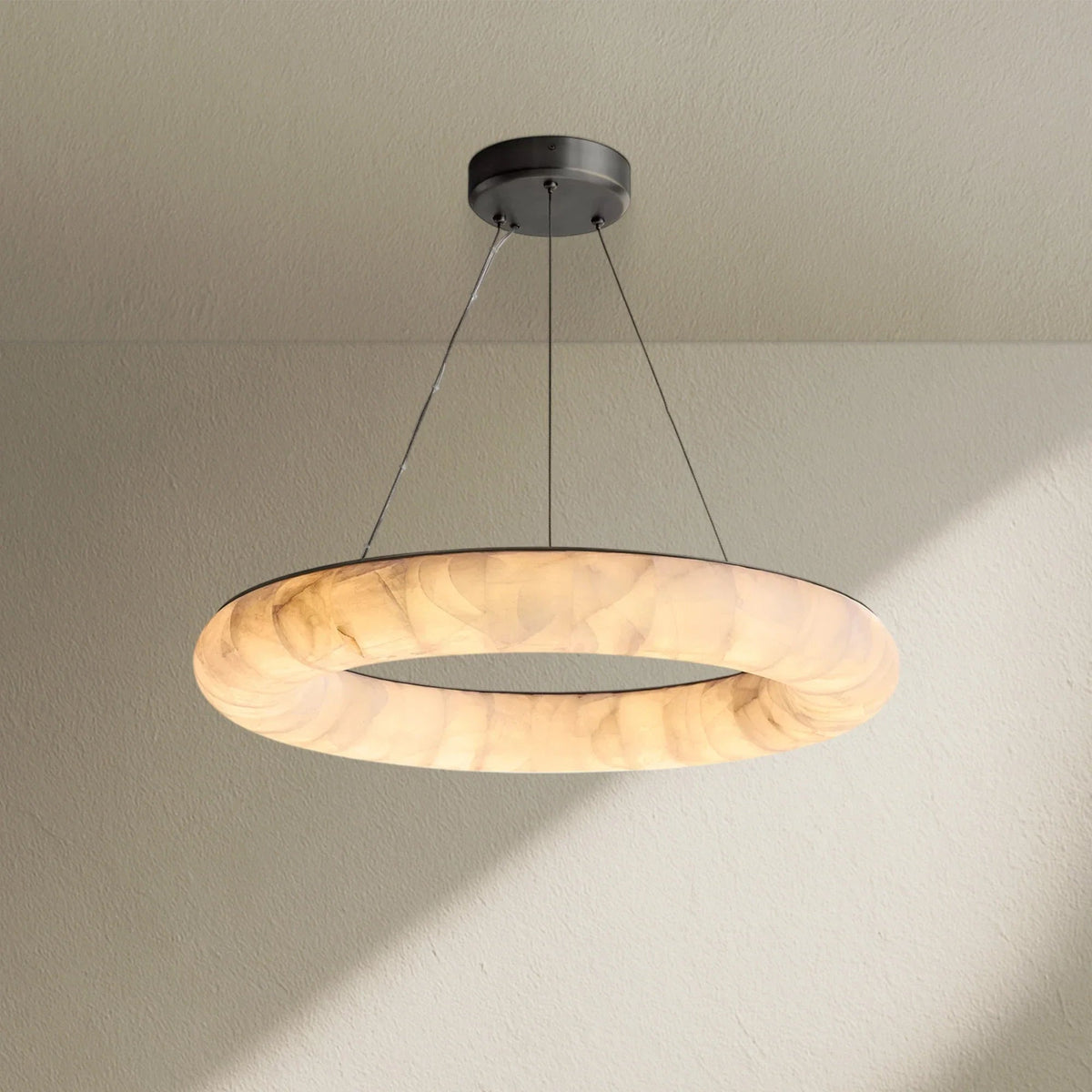 Rivfz Lisse Alabaster Round Chandelier 31" 41" 61"D - Zelno