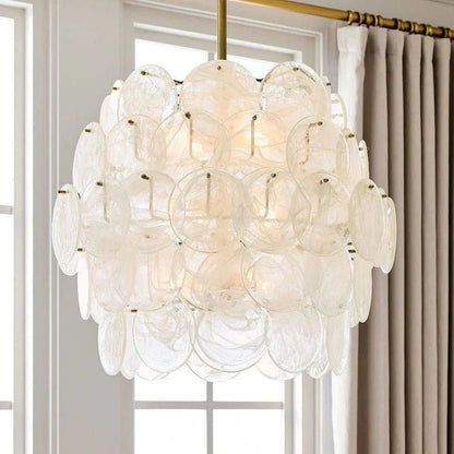 Riviera Glass Disc Chandelier 26" - Zelno Lighting